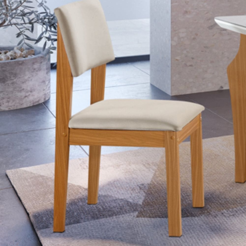 Kit 4 Cadeiras para Sala de Jantar Jade Castanho /Creme/Off White