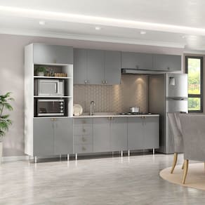 Cozinha Completa 6 Peças 100% Mdf Bp 2 Balcões 3 Aereos e Torre Quente Maranello Branco/Urbi