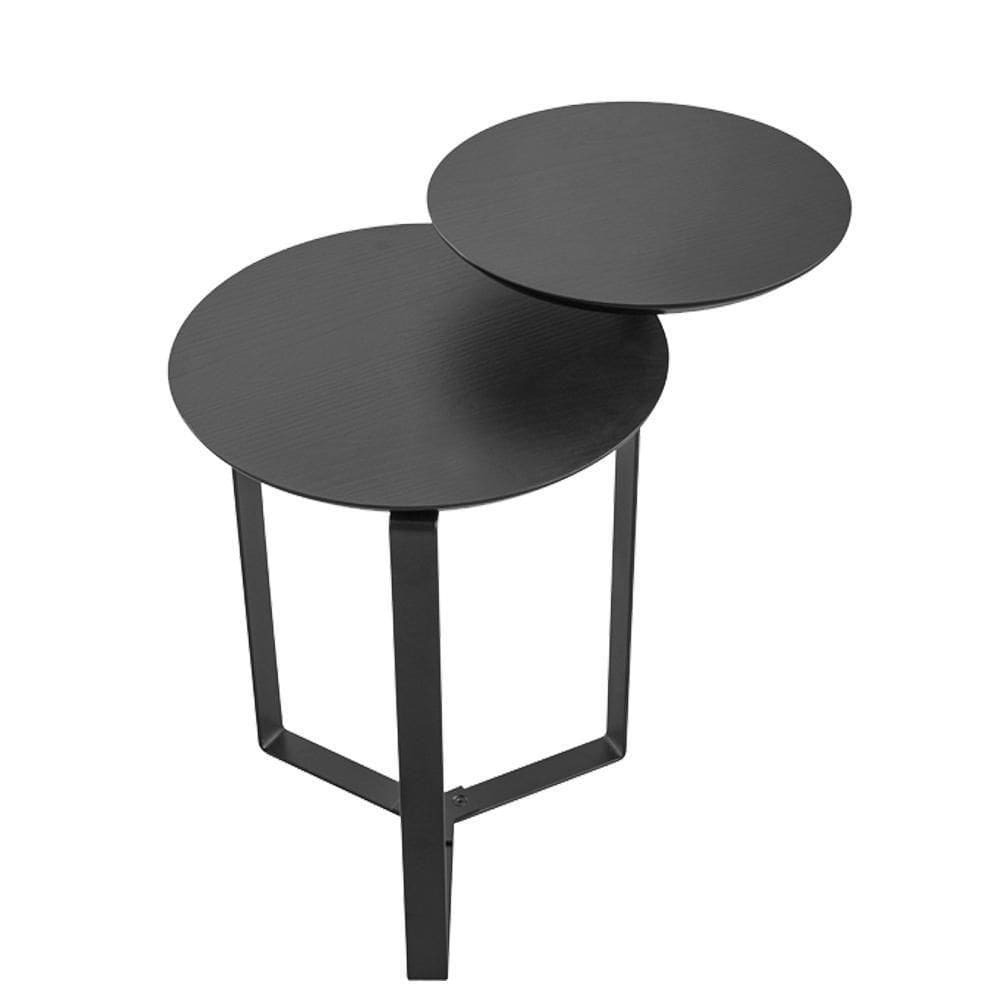 Mesa Lateral 02 Tampos Chanfrada Pe Metal Preto Nero Artesano Nero Preto