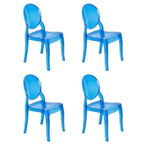 Kit 4 Cadeiras De Jantar Elizabeth Ghost Acrílica Transparente Azul Translúcido
