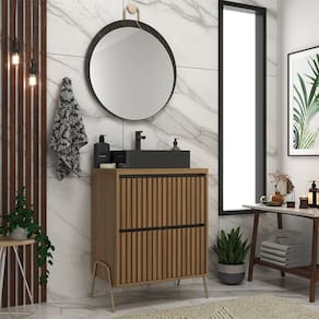 Gabinete de Banheiro 60cm com Cuba e Espelho Ref 650 Itapuã/Portoro