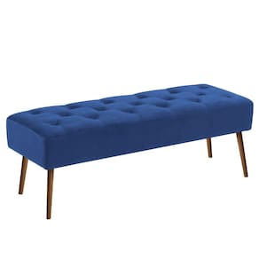 Banco Estofado Rubi 1,60m Suede Azul Marinho - Clique Decorações
