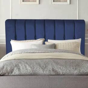 Cabeceira Estofada Kiara 195cm King Size Box Quarto Suede Azul Marinho - Gat Magazine