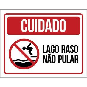 Kit 3 Placas - Cuidado Lago Raso Não Pular
