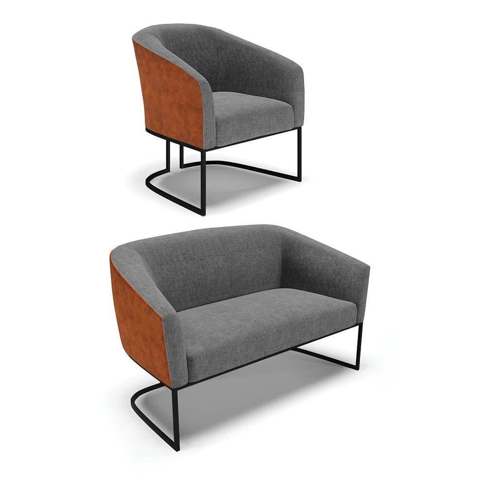 Namoradeira E Poltrona Industrial Preto Stella Noz-linho D03 - D`rossi Cor Grafite