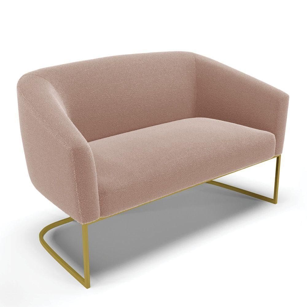 Sofá Namoradeira 2 Lugares Industrial Dourado Stella Bouclê Rosê D03 - D`rossi