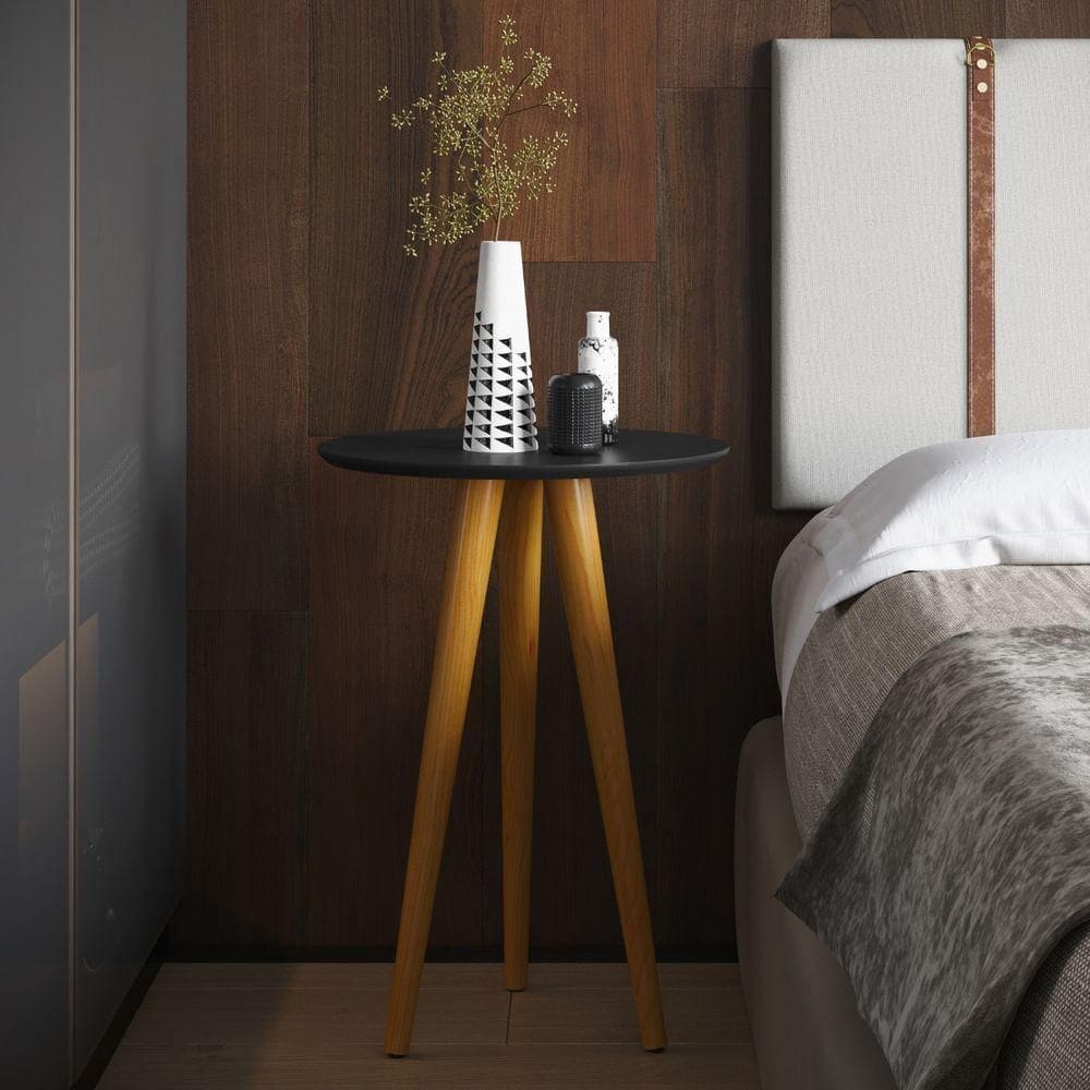 Mesa Lateral Oval Para Sala Osaka Preto