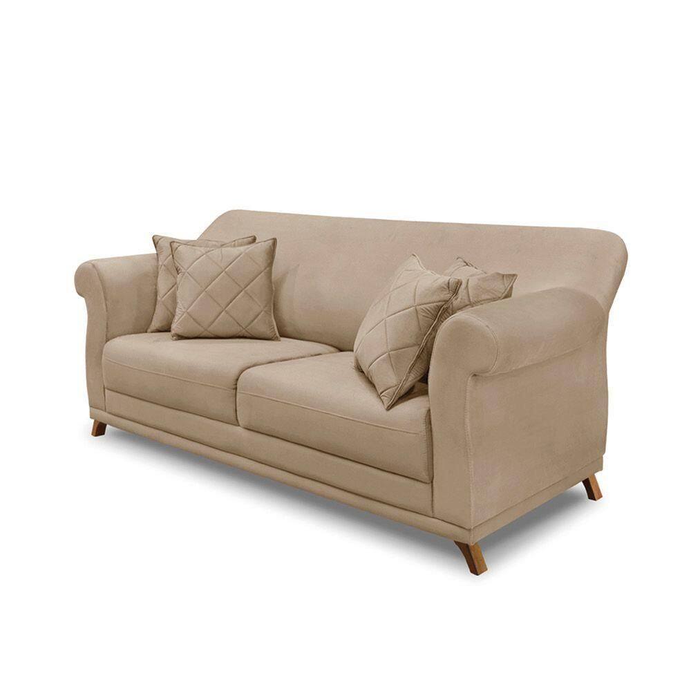 Sofá 2 Lugares Pé De Madeira Julieta 160 Cm Suede S04 Cor Preto