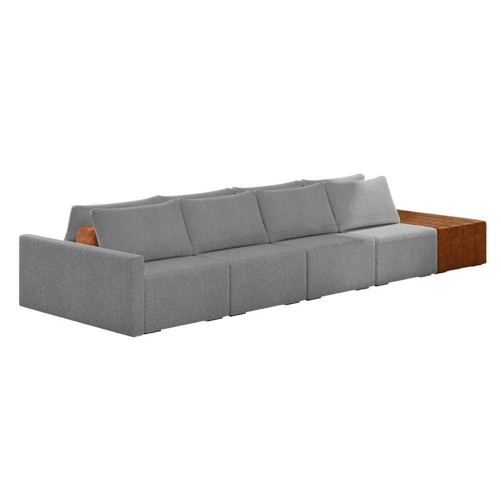 Sofá Ilha 4 Lugares Living 512cm Modulado Lary Bouclê Cinza K01 - D`rossi