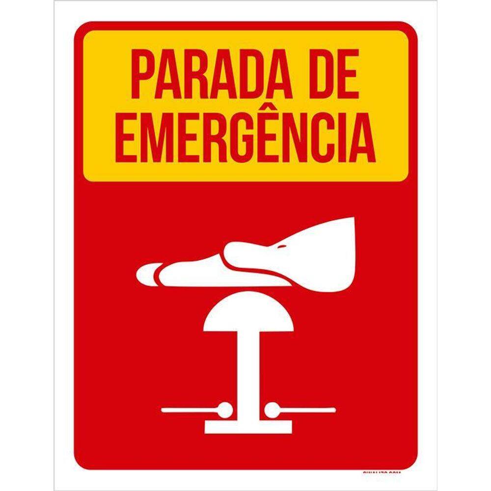 Placa Sinalização Aviso Parada De Segurança 36X46