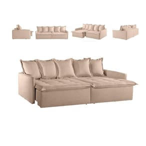 Sofá Cama Texas Retrátil Com Pillowtop E Espuma D28 Zarat Bege