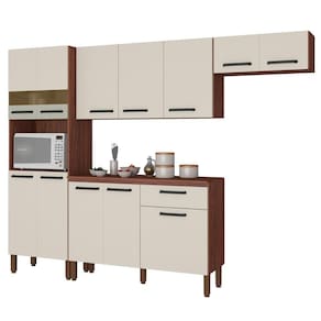Cozinha Versalhes Com Balcão Nogueira Off White