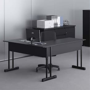 Mesa De Computador Em L Com Gaveta Lima Preto Onix