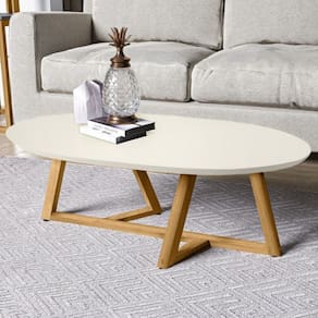 Mesa De Centro Oval Para Sala Manila Off White