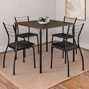 Conjunto Sala De Jantar 4 Cadeiras Marbella Carraro Legno Preto