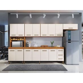 Cozinha Atenas 14 Portas De Madeira Nature Com Off White