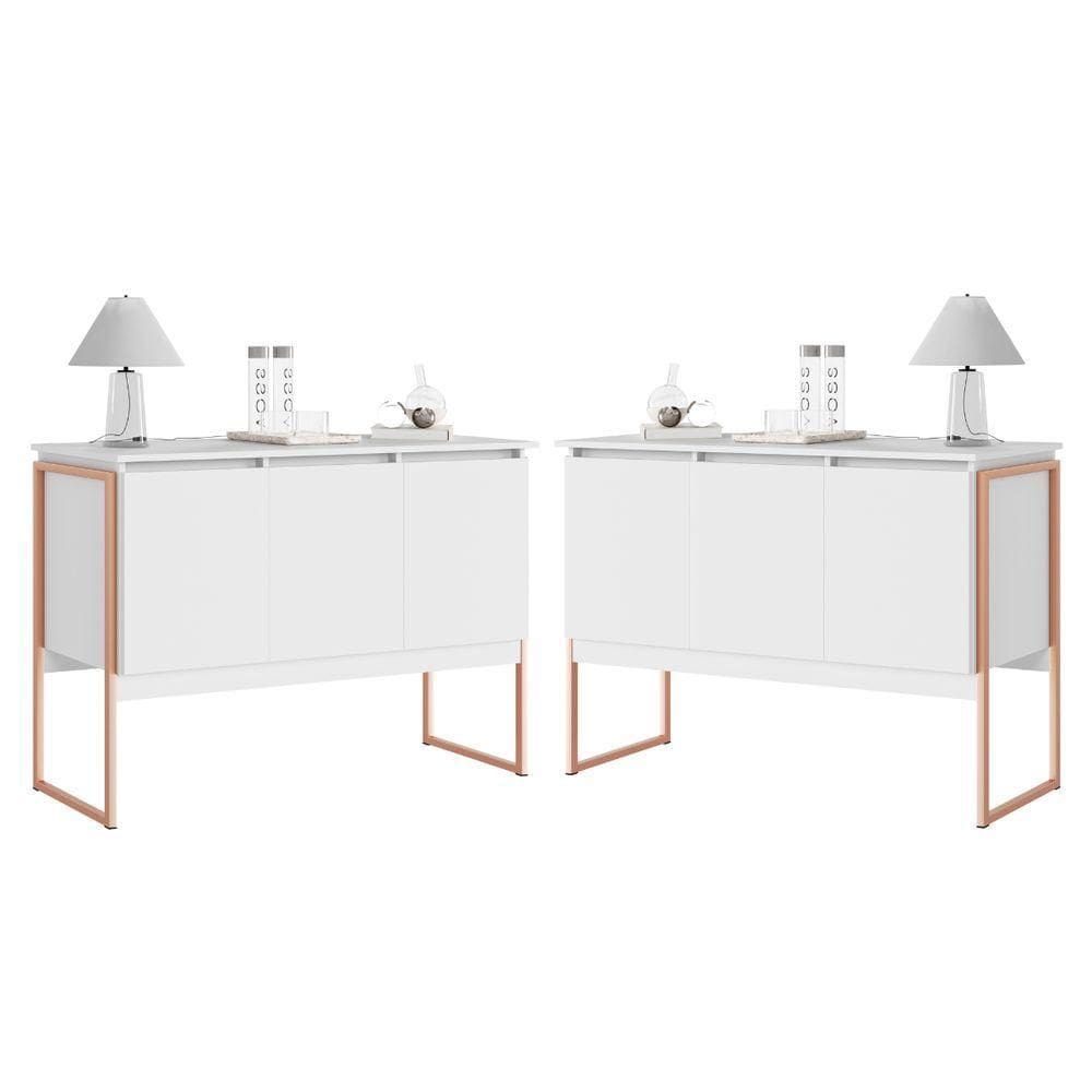 Conjunto De Buffets Industriais Milão Branco Cobre