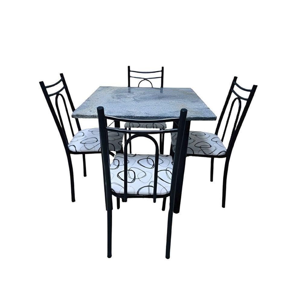Conjunto Mesa De Jantar Pop Gran 4 Cadeiras Tubular Thais Preto