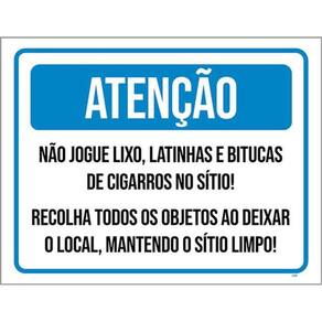 Kit 3 Placas Atenção Não Jogue Lixo Mantenha Sítio Limpo