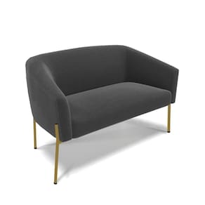 Sofá Namoradeira 2 Lugares Pé Ferro Dourado Stella Bouclê D03 - D`rossi Cor Grafite
