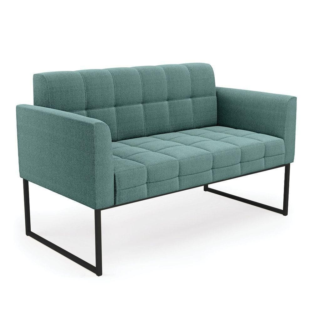 Sofá Namoradeira 2 Lugares Industrial Preto Elisa Bouclê D03 - D`rossi Cor Verde Menta