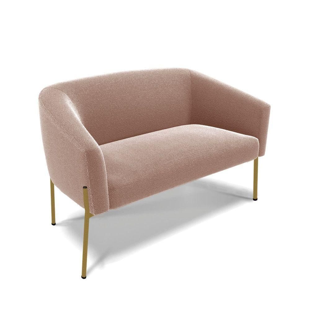 Sofá Namoradeira 2 Lugares Pé Ferro Dourado Stella Bouclê D03 - D`rossi Cor Rose