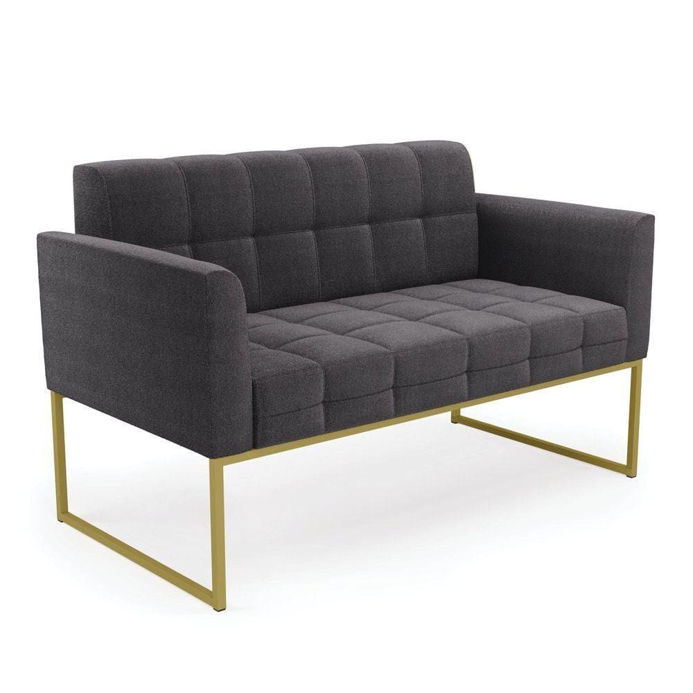 Sofá Namoradeira 2 Lugares Industrial Dourado Elisa Bouclê D03 - D`rossi Cor Grafite