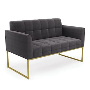 Sofá Namoradeira 2 Lugares Industrial Dourado Elisa Bouclê D03 - D`rossi Cor Grafite