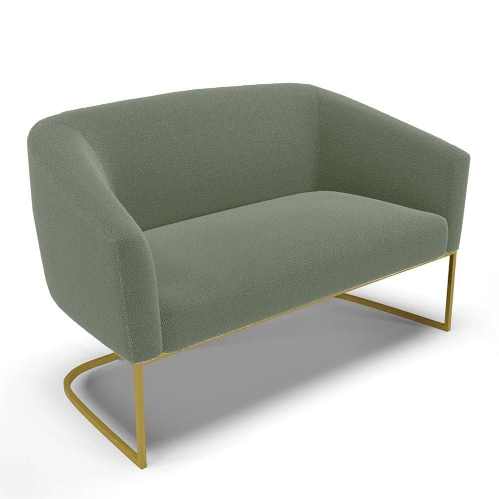 Sofá Namoradeira 2 Lugares Industrial Dourado Stella Bouclê Menta D03 - D`rossi