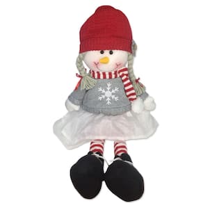 Boneca De Neve Sentada Gorro Vermelho Natal 40Cm