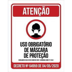 Placa De Atenção - Uso Obrigatório Máscara Proteção 36X46
