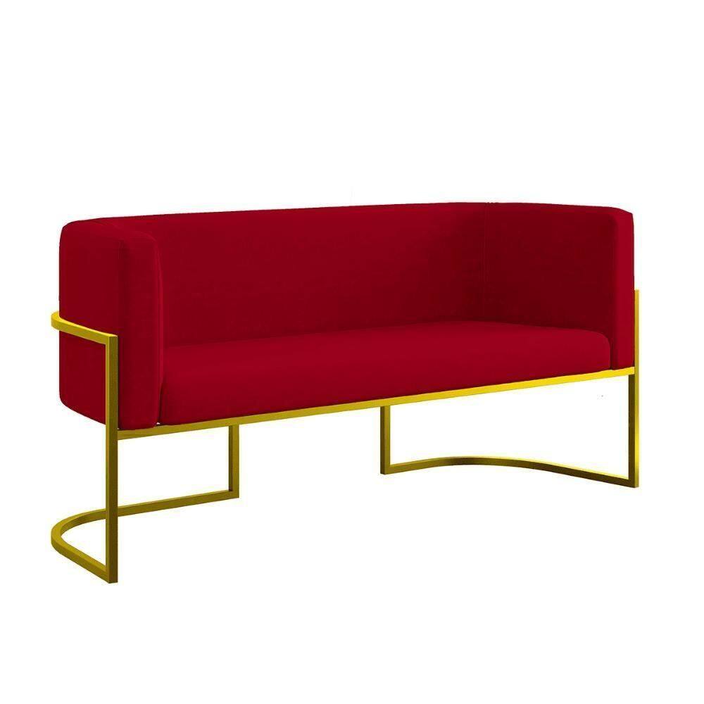 Sofá 2 Lugares Com Base De Metal Gold Para Recepção Balaqui Vermelho