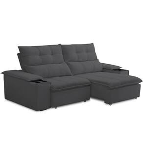 Sofá Retrátil Reclinável Para Sala De Estar Living 210cm ártico F04 Bouclê Grafite - Lyam Decor