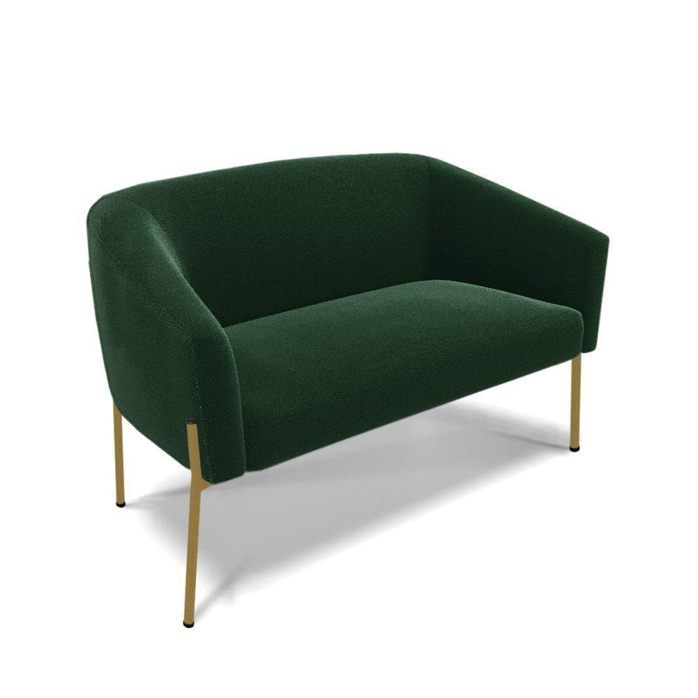 Sofá Namoradeira 2 Lugares Pé Ferro Dourado Stella Bouclê D03 - D`rossi Cor Verde