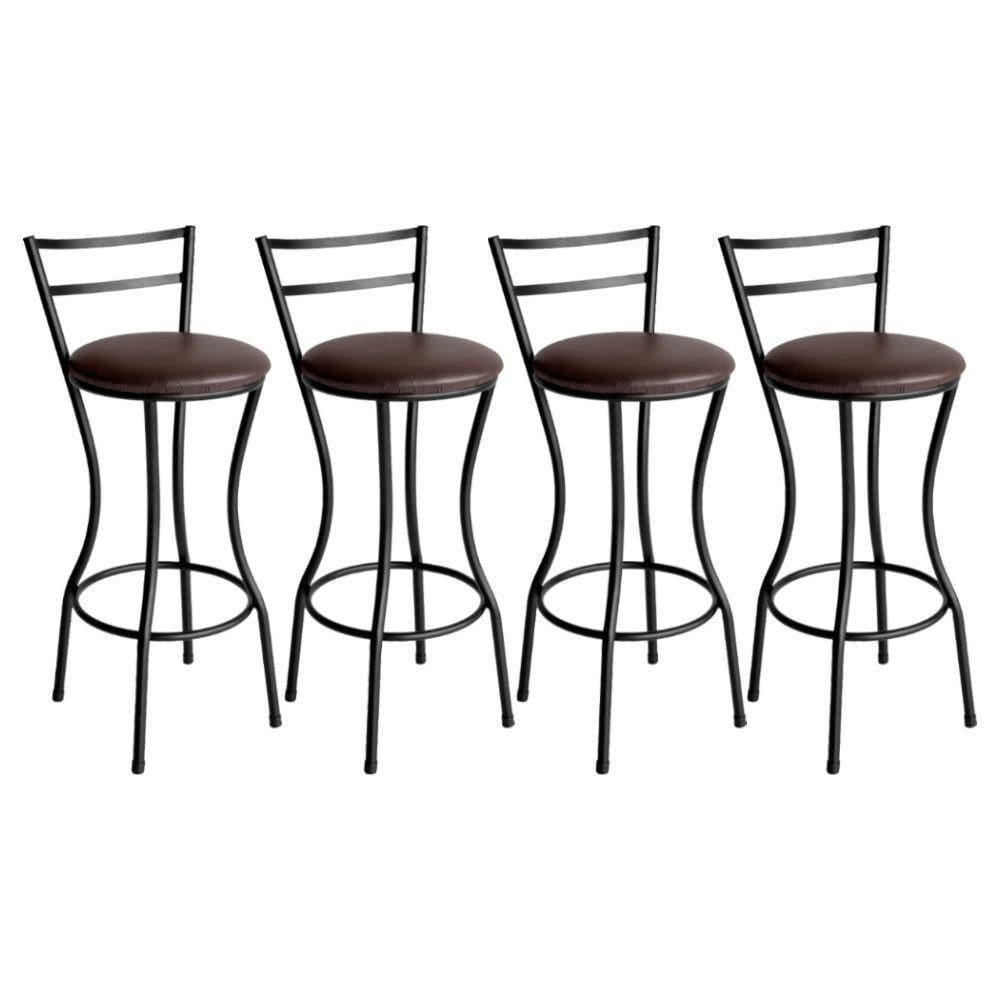 Conjunto De 4 Banquetas Alta Home De Aço De Carbono Marrom