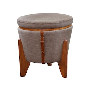 Conjunto 2 Puffs Baú Fênix Linho Castellar Móbile Cappuccino