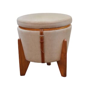 Conjunto 2 Puffs Baú Fênix Linho Castellar Móbile Bege