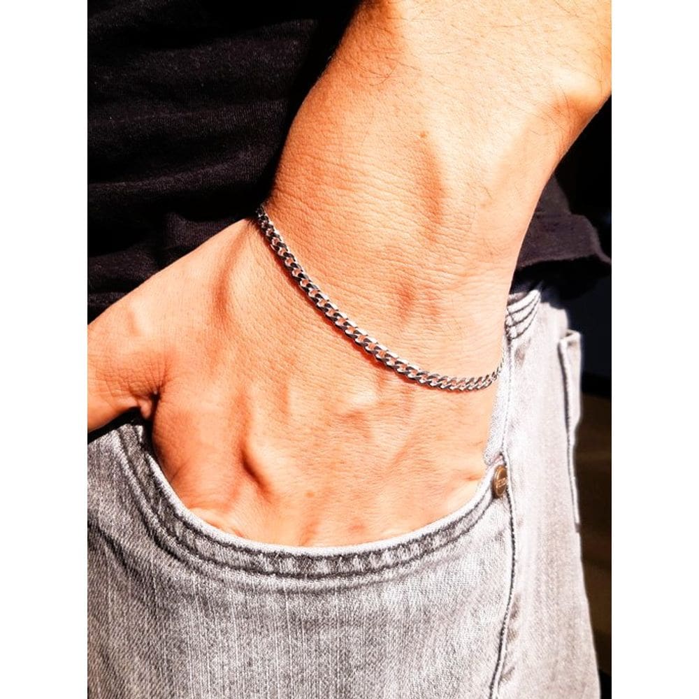 Minimalismo Elegante: Pulseira Masculina Grumet em Prata 925