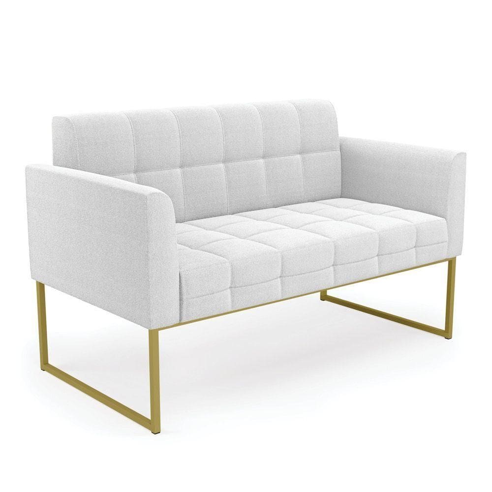 Sofá Namoradeira 2 Lugares Industrial Dourado Elisa Bouclê Off Wte D03 - D`rossi