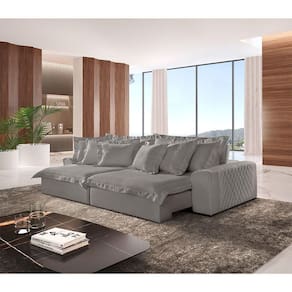 Sofá Luz Veludo 02 Módulos De 100m B25cm Meu Sofá Online B026 Veludo Prata