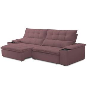 Sofá Retrátil Reclinável Para Sala De Estar Living 250cm ártico F04 Veludo Lilás - Lyam Decor