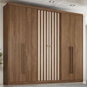 Guarda Roupa Casal 6 Portas 3 Gavetas Fusion Carraro Freijó