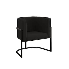 Cadeira Poltrona Decorativa Com Base Metal Black Reforçada Preto