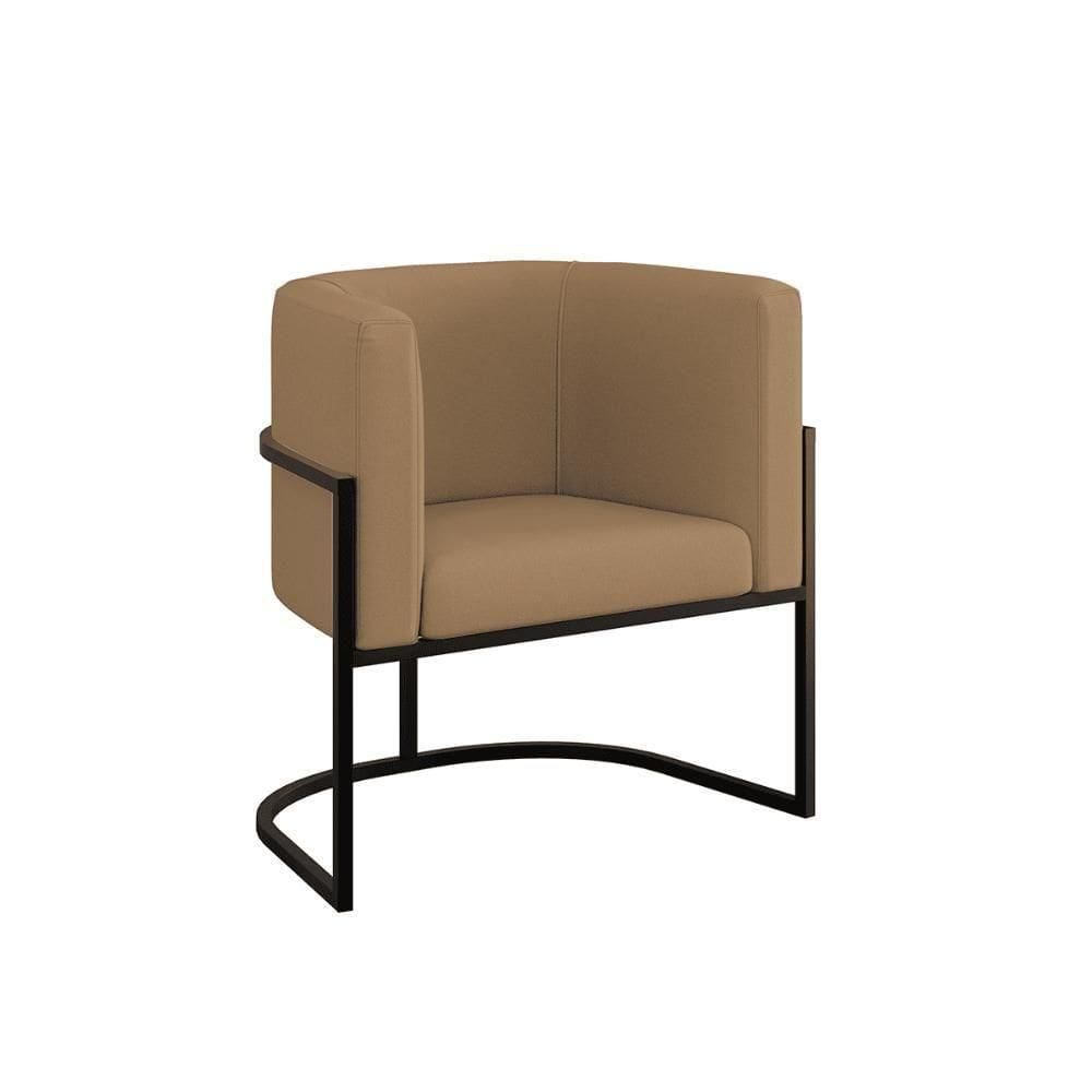 Poltrona Moderna Veludo Com Base De Metal Black Balaqui Capuccino