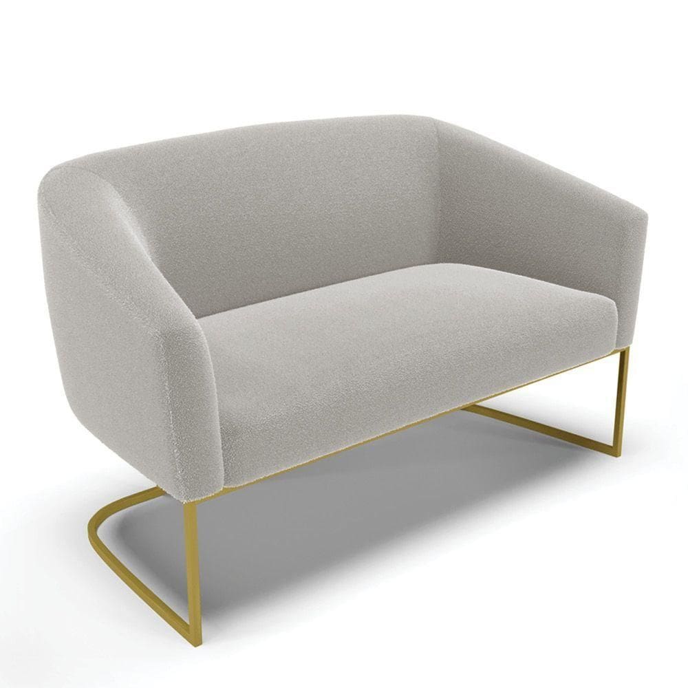 Sofá Namoradeira 2 Lugares Industrial Dourado Stella Bouclê Cinza D03 - D`rossi