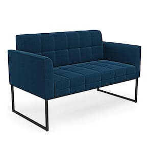 Sofá Namoradeira 2 Lugares Industrial Preto Elisa Bouclê D03 - D`rossi Cor Azul
