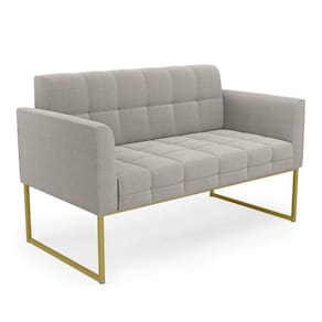 Sofá Namoradeira 2 Lugares Industrial Dourado Elisa Bouclê Cinza D03 - D`rossi