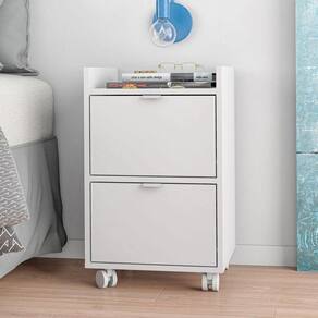 Mesa De Cabeceira 2 Gavetas Branco Mdp 15mm