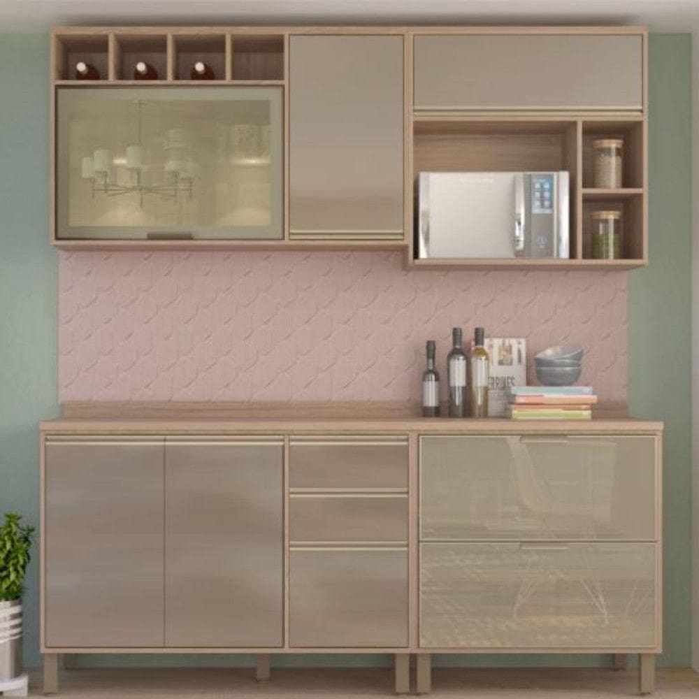Cozinha Modulada 4 Peças Sem Tampo Yara Luciane Vanilla-grafite