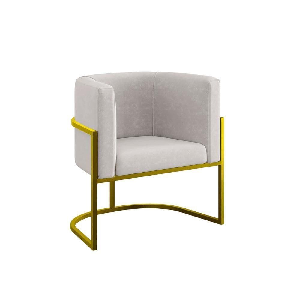 Cadeira Poltrona Decorativa Com Base Metal Gold Reforçada Bege